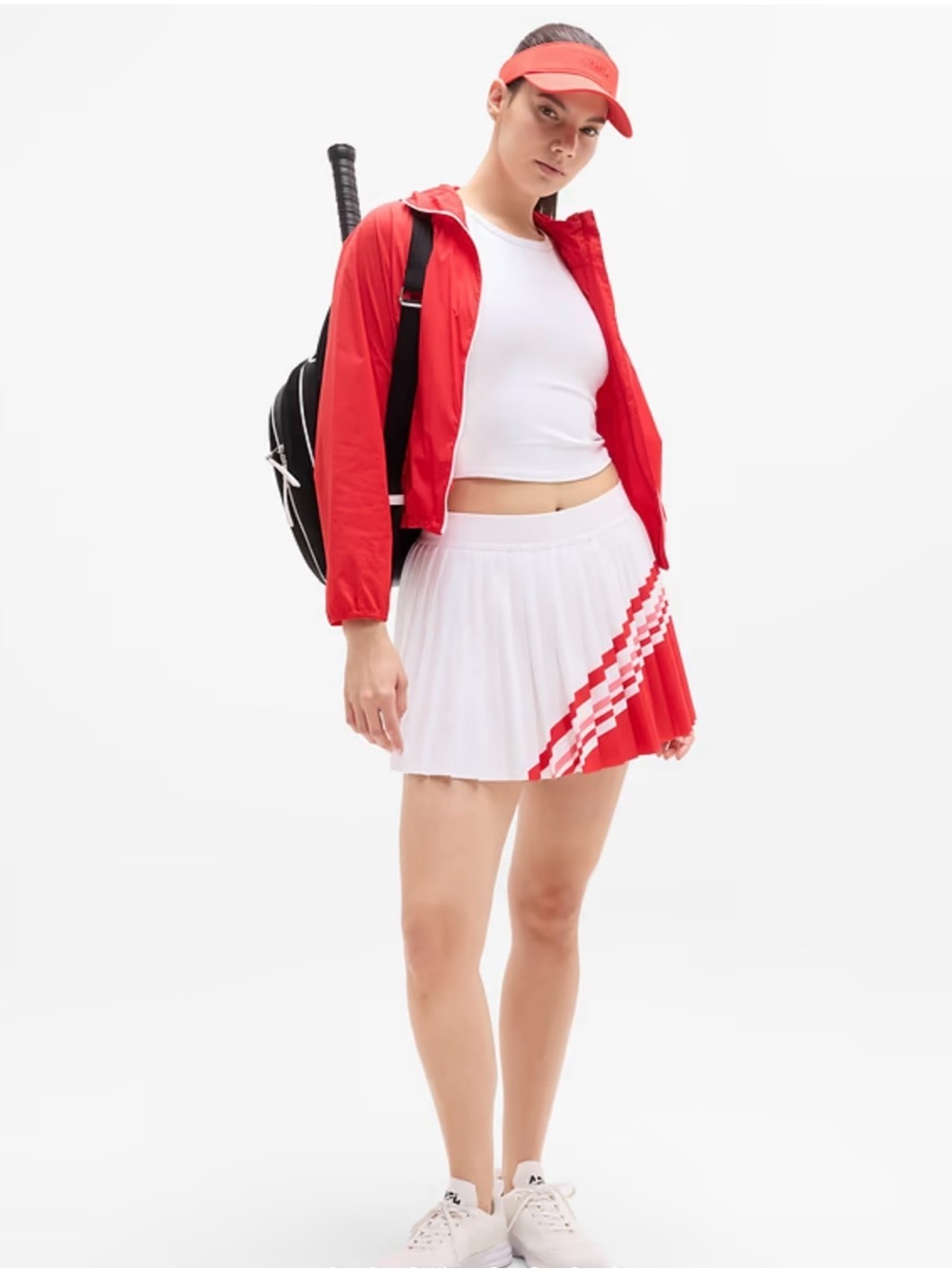 Athleta Match Point Pleated Colorblock Skort | White Multi Stripe | Medium